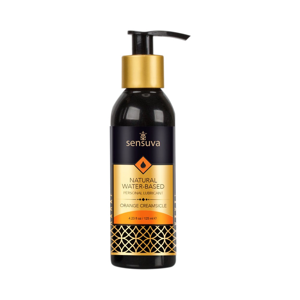 Sensuva Natural Water-Based Personal Lubricant Orange Creamsicle in 4 oz pump bottle for smooth, long-lasting hydration and comfort.