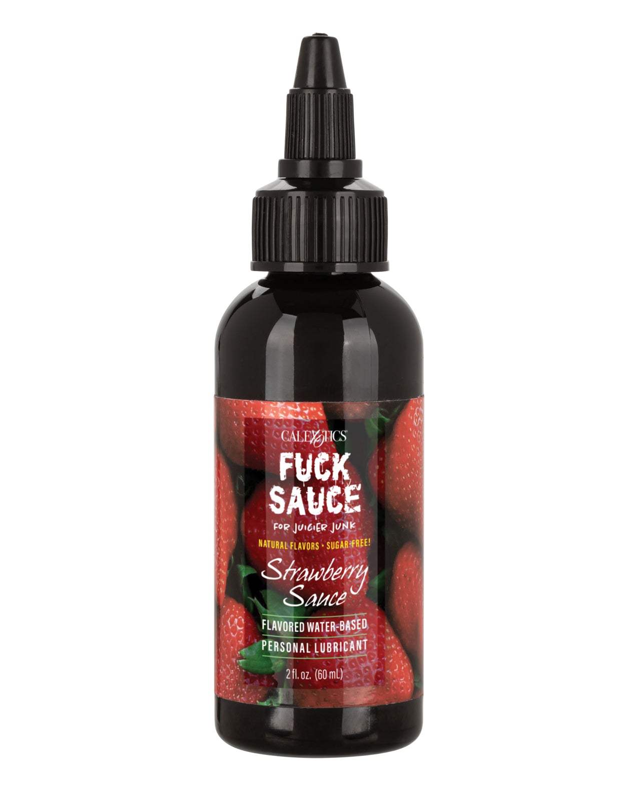 Fuck Sauce flavored water-based personal lubricant with natural strawberry flavor and warming effect in 2 oz bottle