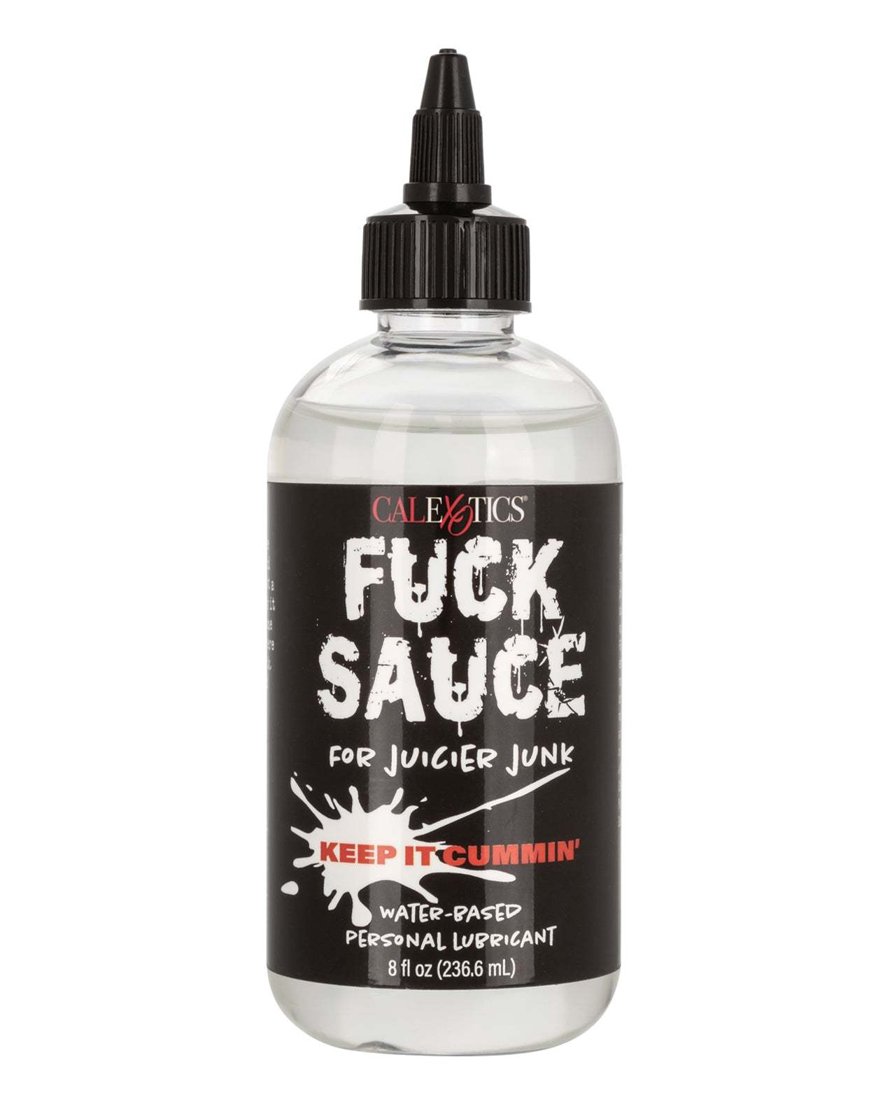 Fuck Sauce water-based personal lubricant 8 fl oz bottle with black label and twist cap