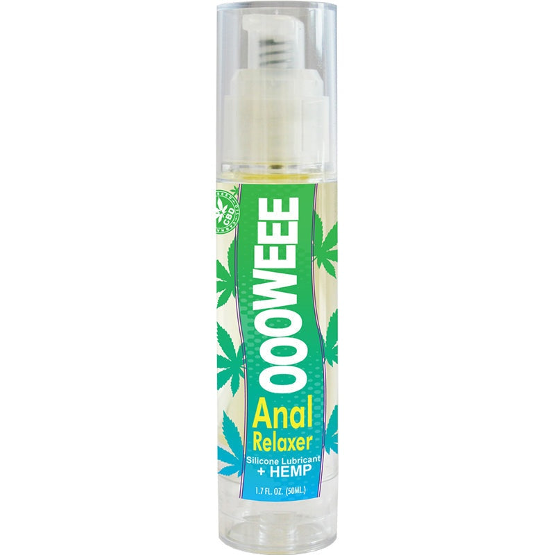 OOOWEE Anal Relaxing silicone lubricant with hemp seed oil in a 1.7 oz pump bottle