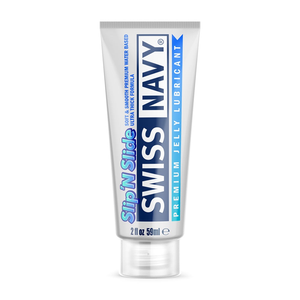 Swiss Navy Slip 'N Slide premium jelly lubricant 2 oz tube, ultra-thick water-based formula for smooth intimate comfort