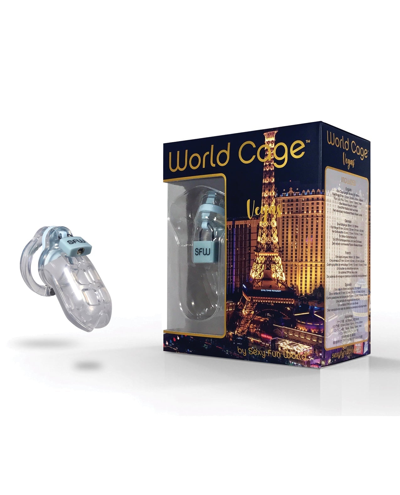 World Cage Vegas Male Chastity Kit - Medium 85 mm x 38 mm by Bondage & Fetish Toys