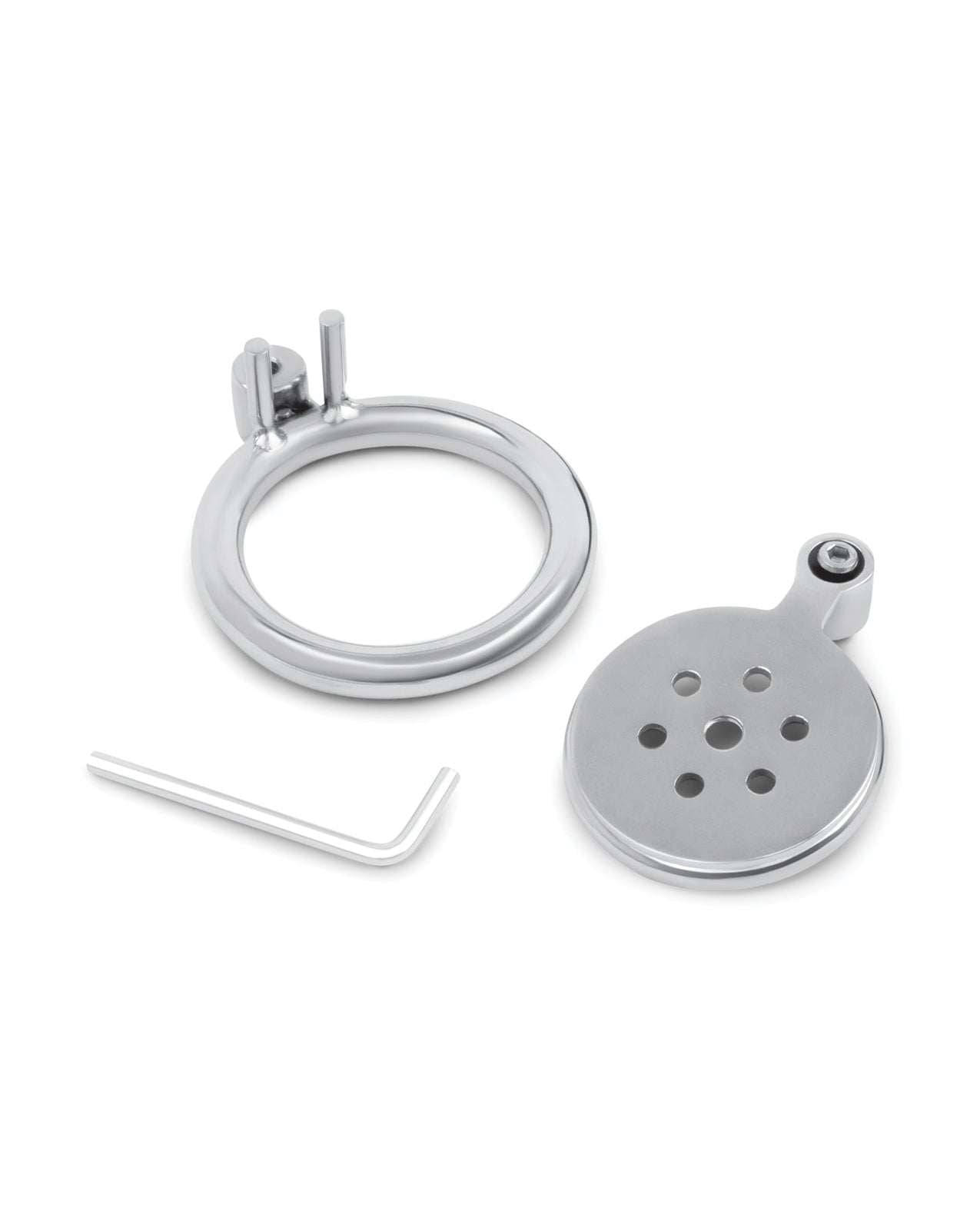 Lockmaster Stainless Steel Flat Inverted Chastity Cage - Silver by Bondage & Fetish Toys