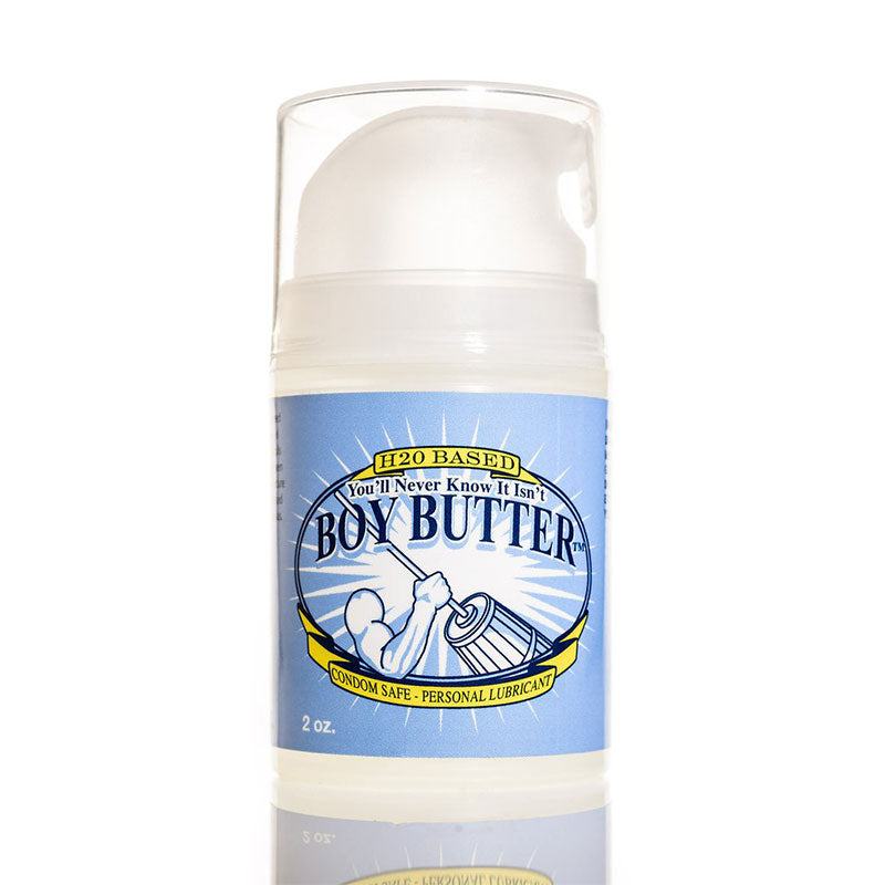 Boy Butter H2O 2oz pump bottle water-based personal lubricant with vitamin E and shea butter