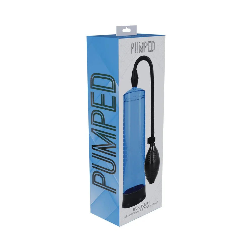 Water Resistant Series Pumped Basic Pump erectile dysfunction vacuum device in blue packaging