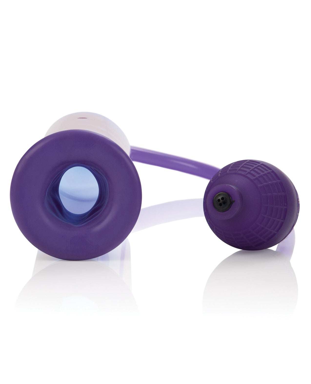 Compact purple E-Z Pump with flexible hose and ergonomic grip for easy inflating tasks