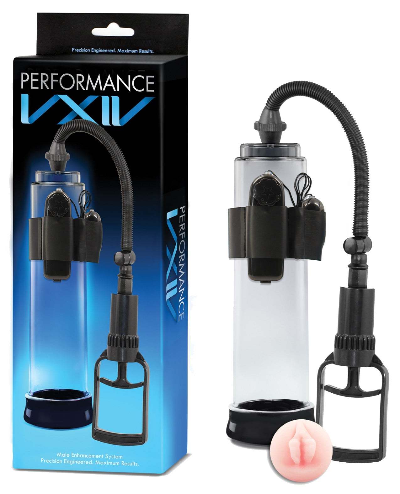 Performance Vx 4 male enhancement pump system with clear vacuum chamber and trigger pump design for erection enhancement and penis enlargement