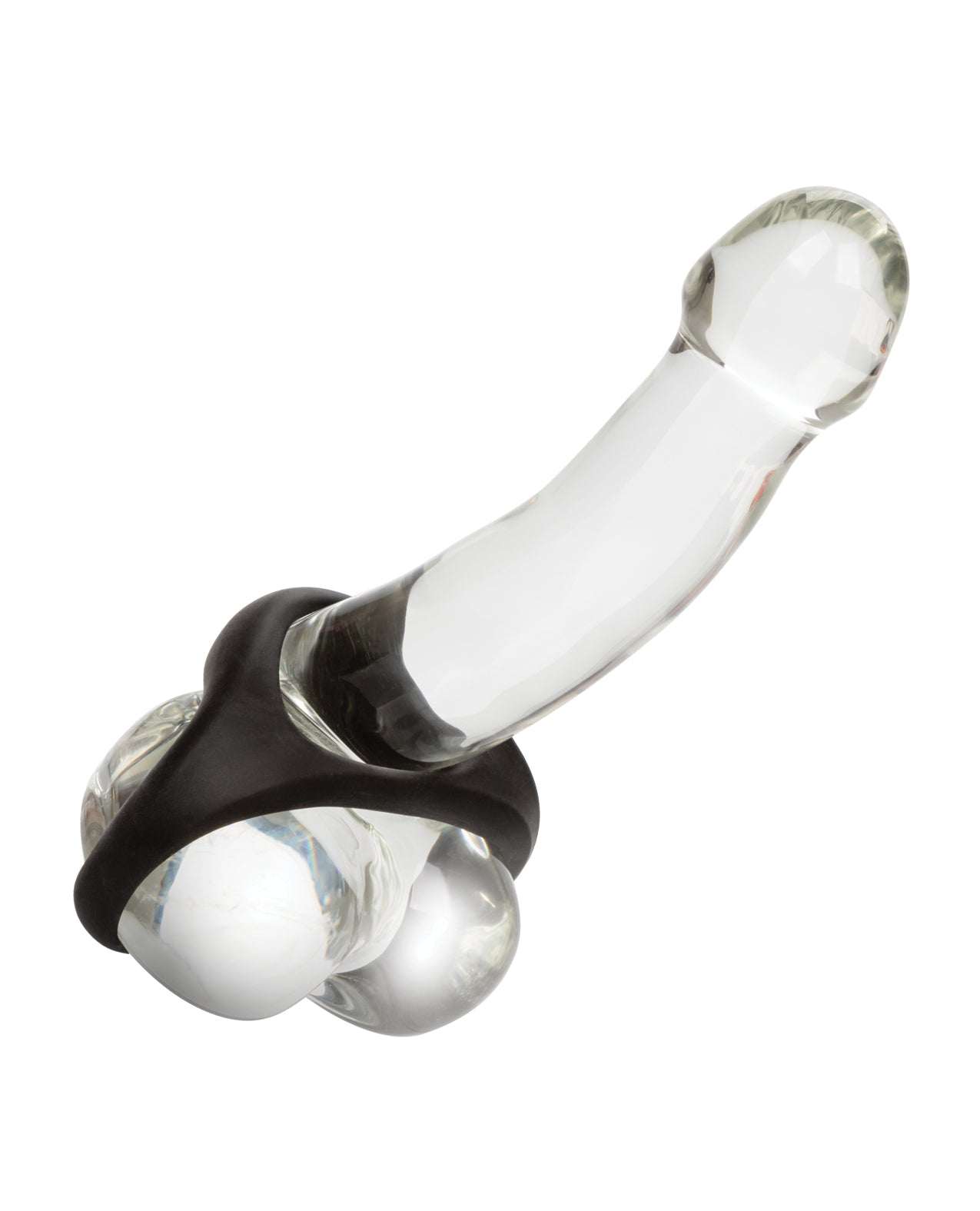 Clear silicone cock and ball dual enhancer ring from Peak Magnified Gauged Pump System in black