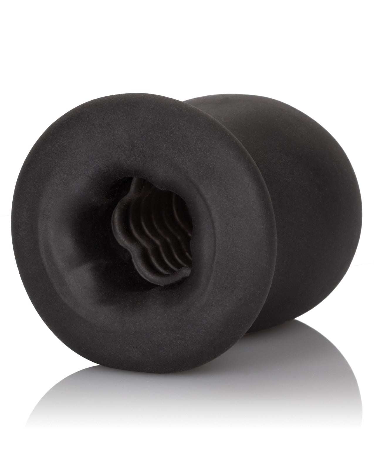 Packer Gear Ftm Stroker black textured super-stretchy stroker with closed end and ribbed interior for enhanced pleasure and easy grip