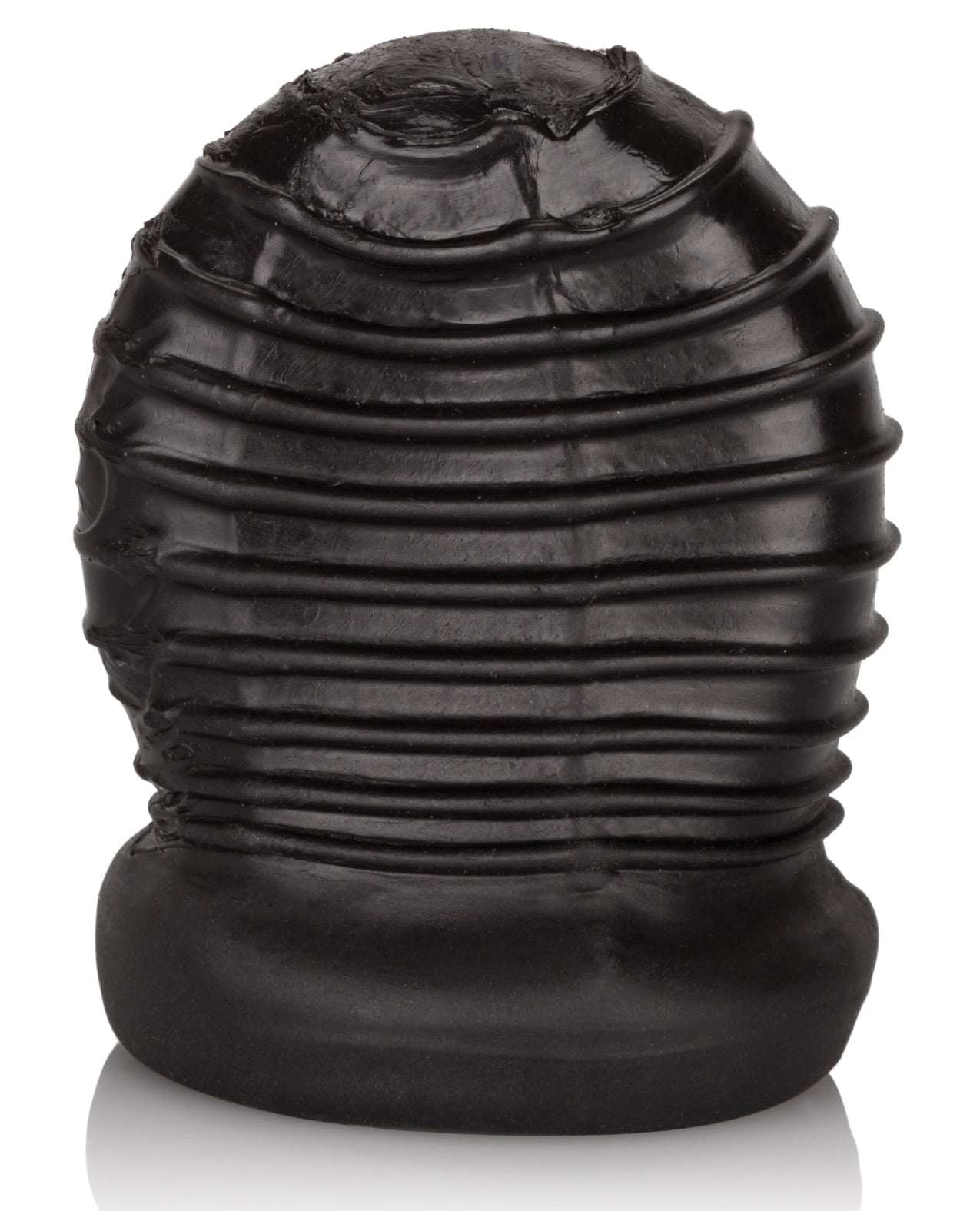 Packer Gear Ftm Stroker black textured ribbed soft stretchable stroker with closed end and easy grip