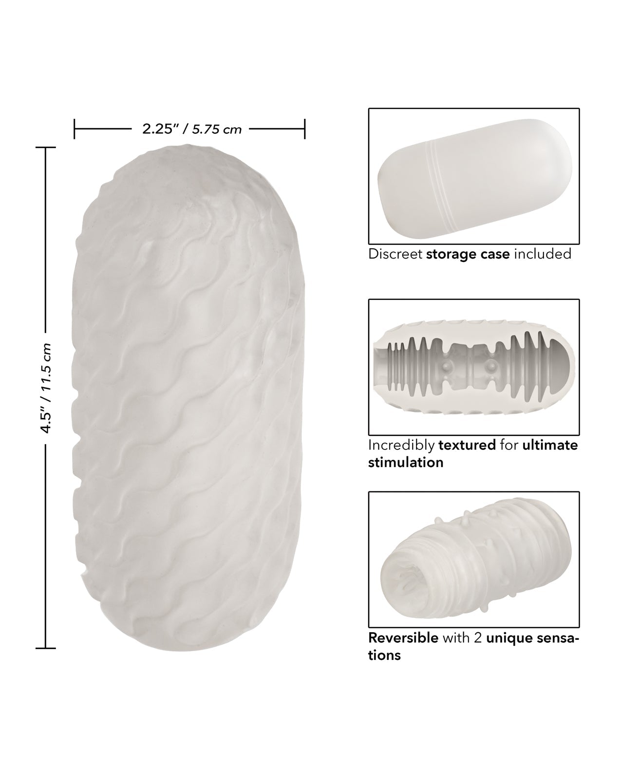 Boundless Reversible Ribbed Stroker - Clear by Masturbators and Strokers