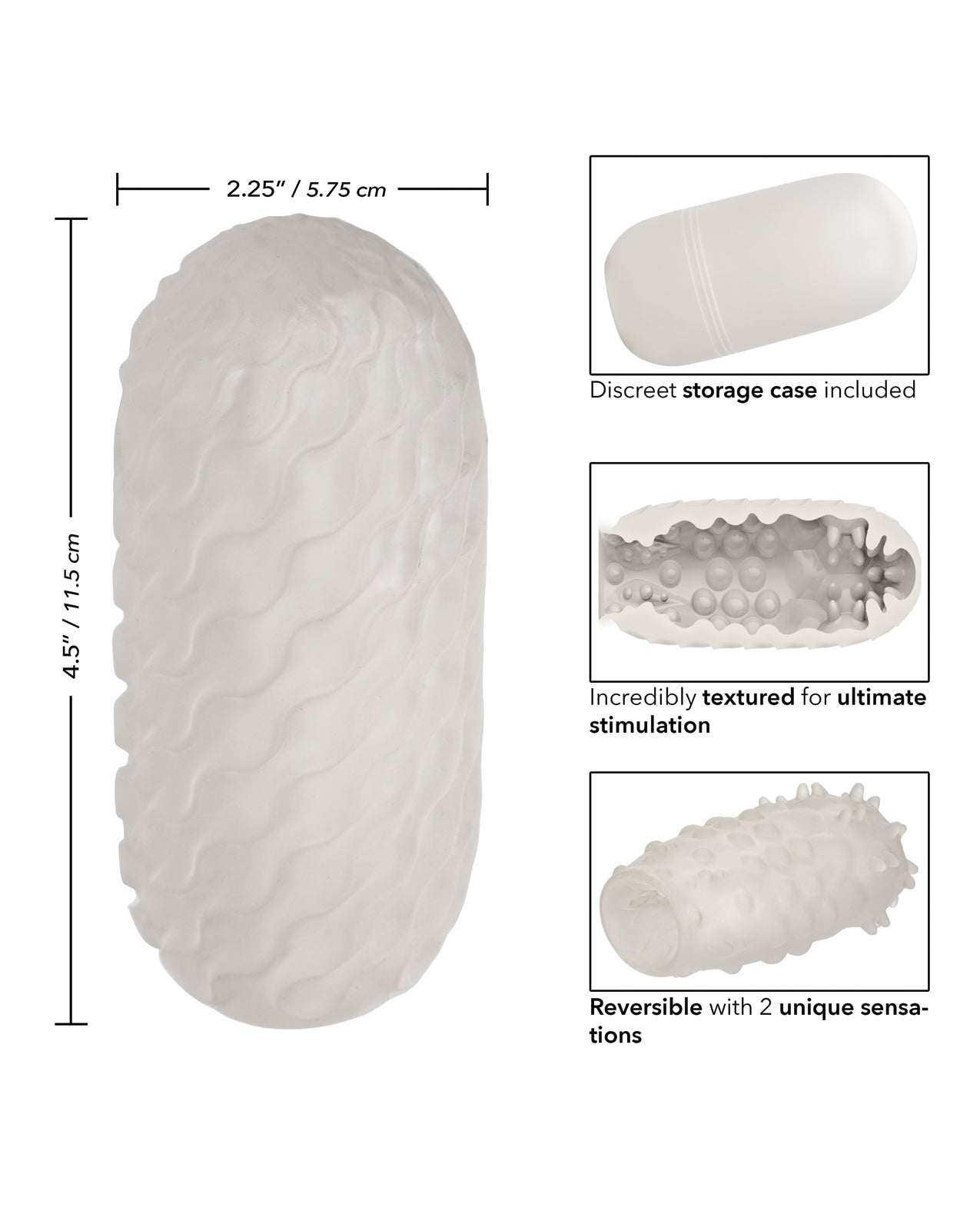 Boundless Reversible Nubby Stroker - Clear by Masturbators and Strokers