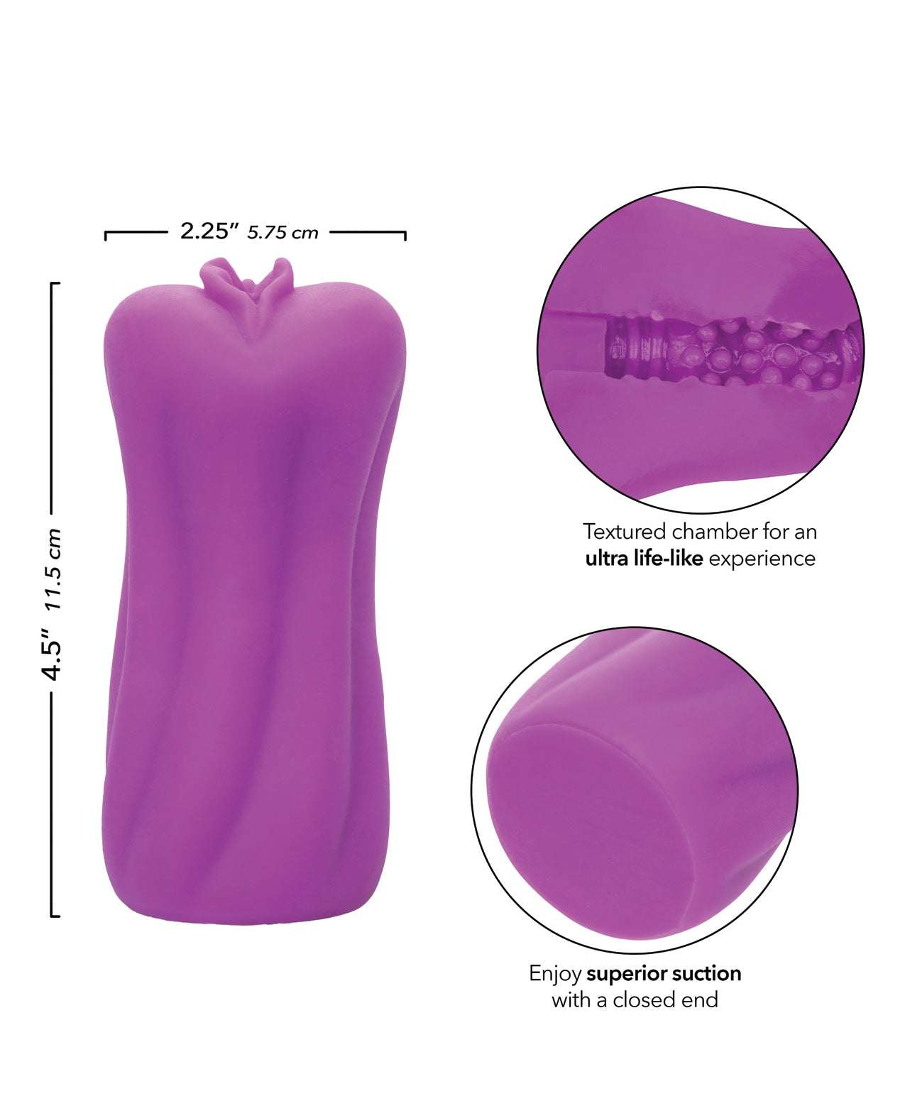 Purple Anime Stroker Roxy with textured chamber and closed end for ultra life-like sensation and superior suction, 4.5" x 2.25" size.