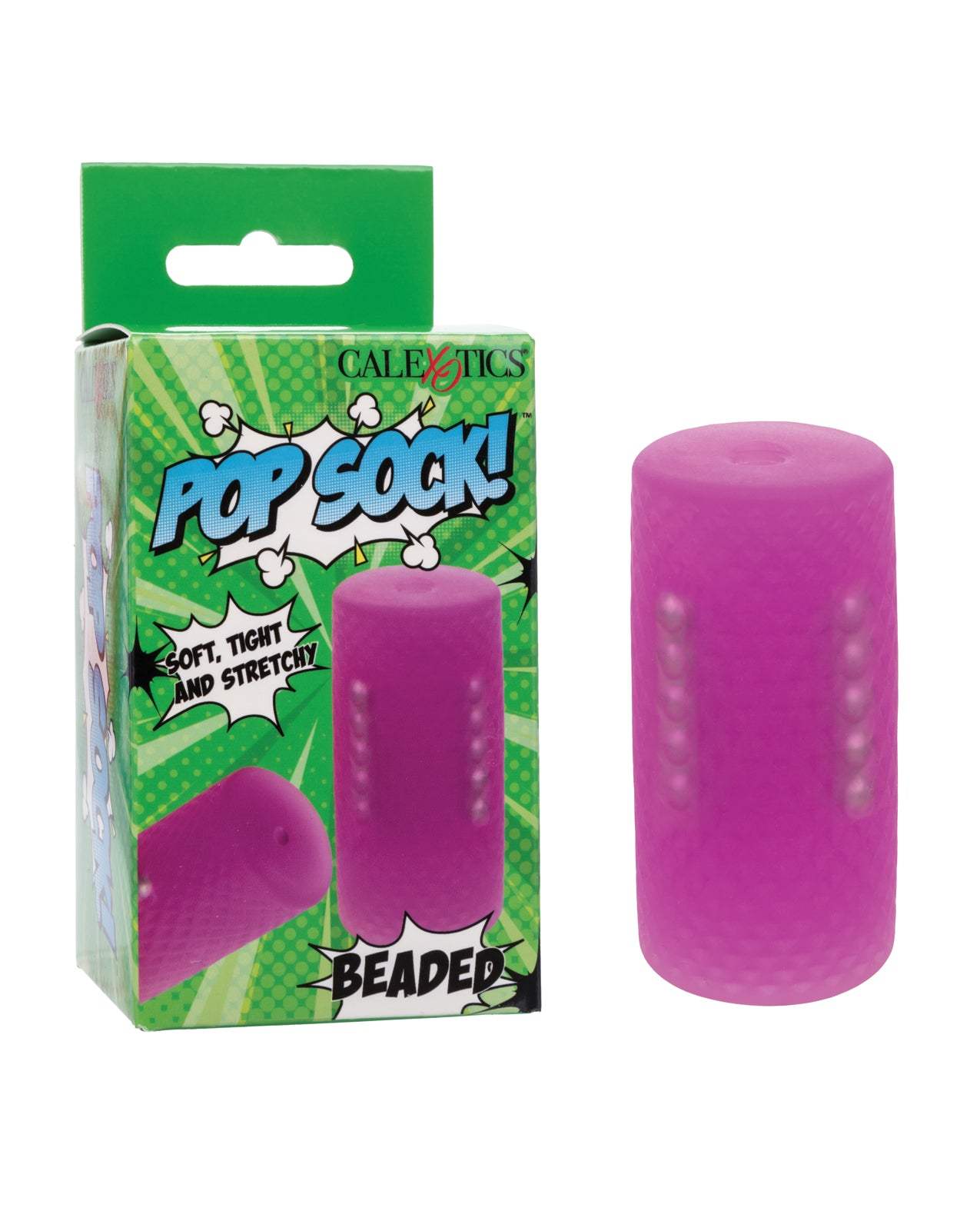 Pop Sock! Beaded Stroker in purple with soft, stretchy material and internal pleasure beads for enhanced stimulation.