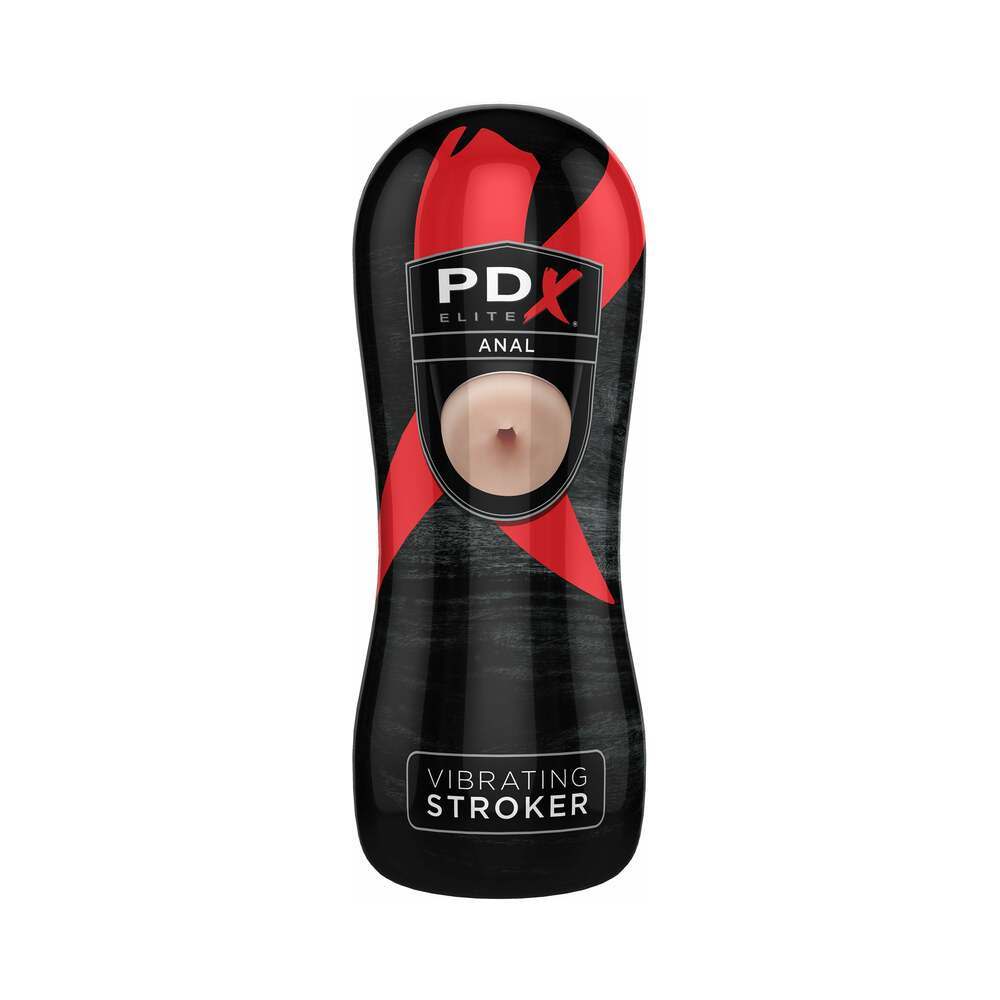 PDX Elite Vibrating Stroker Anal Beige/Black by Masturbators and Strokers