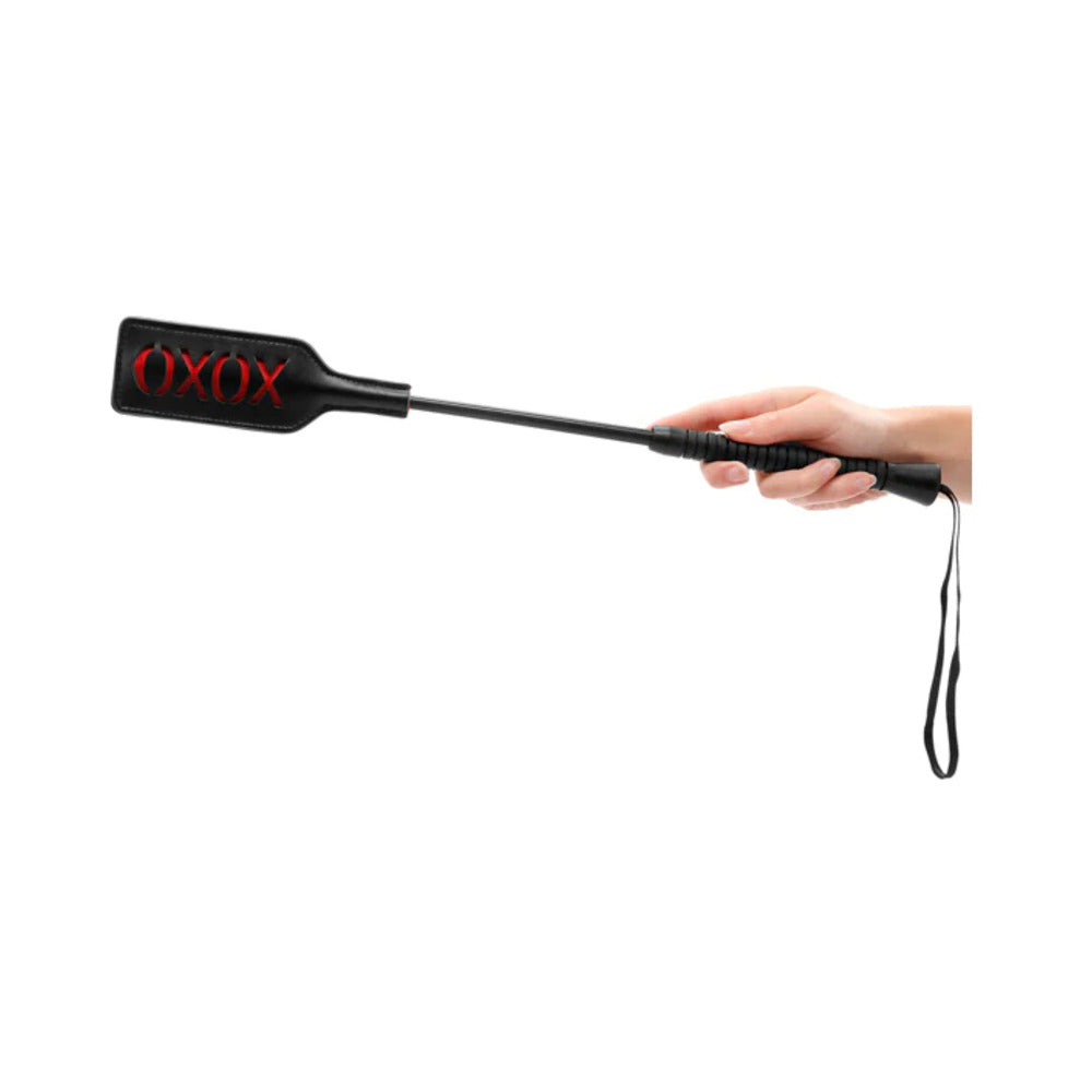 Ouch! 'XOXO' Crop Black Large by Bondage & Fetish Toys