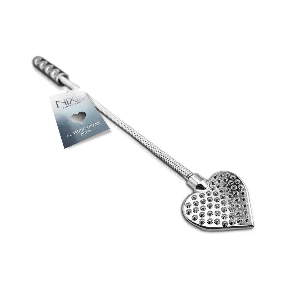 Nixie Metal Riding Crop Flaming Heart by Bondage & Fetish Toys