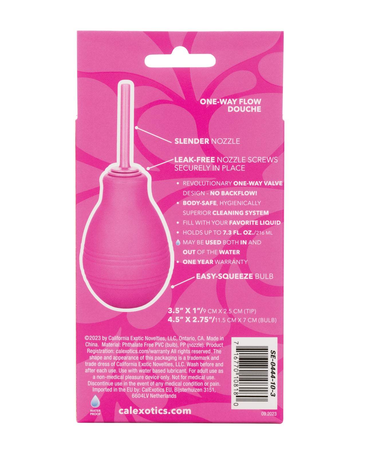 Cheeky One Way Flow Douche pink anal douche with one-way valve hygienic easy-squeeze bulb and slender nozzle
