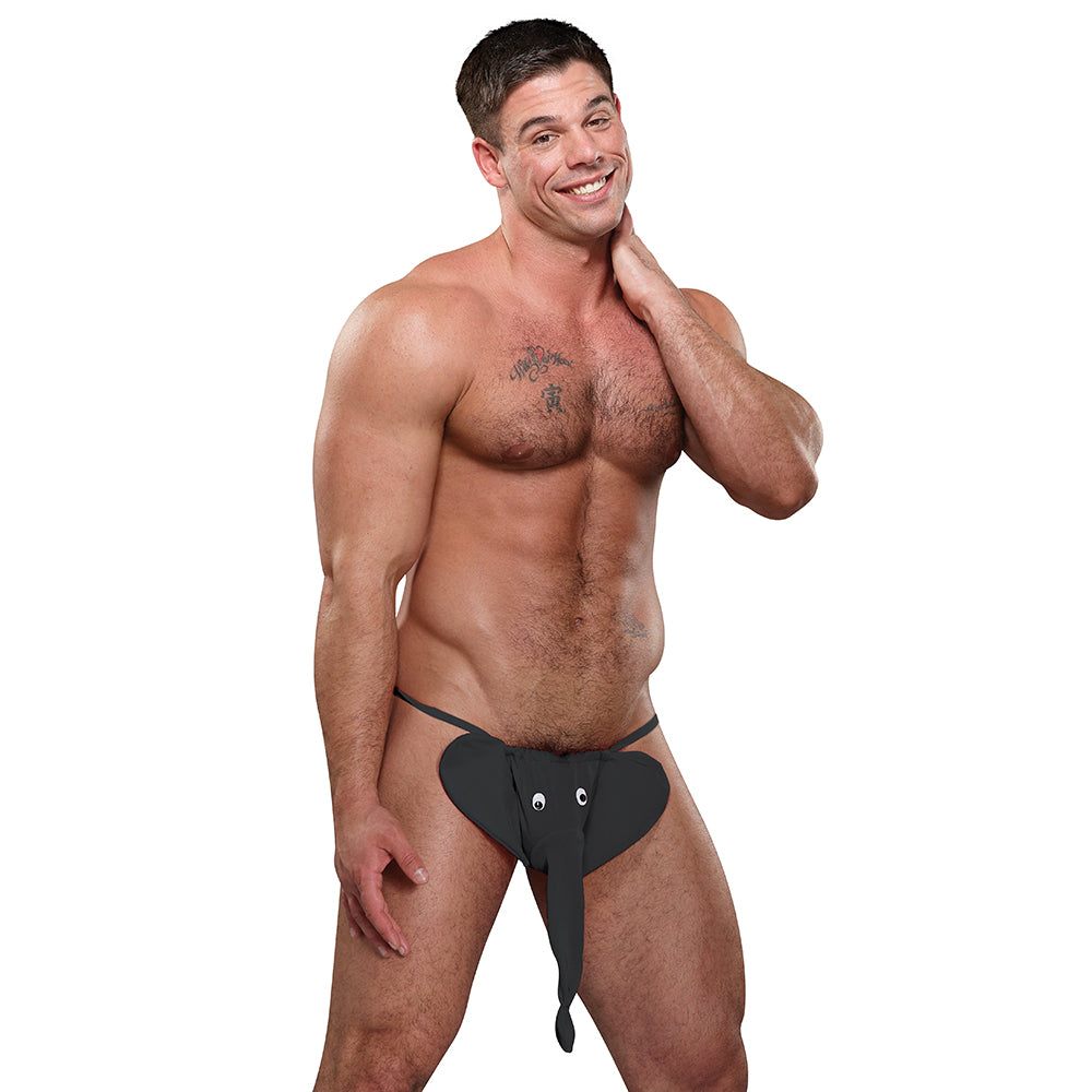 Male Power Squeaker Elephant G-String Black O/S by Apparel