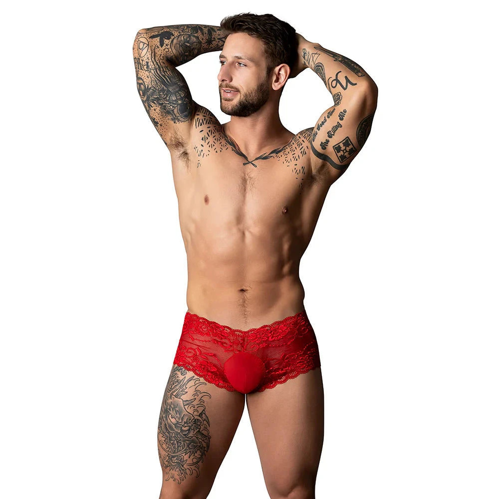 Male Power The Ultimate Duo CRR Mini Short & Red Cock Ring Red XL by Apparel