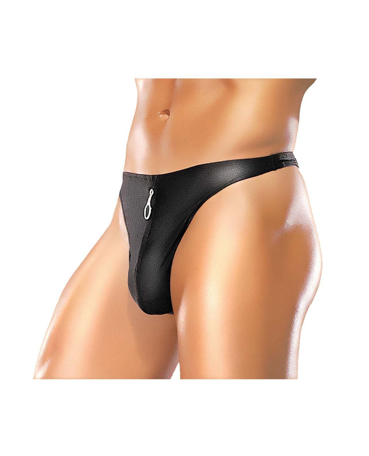 Male Power Zipper Thong Black S/M men's underwear with front zipper detail and sleek design
