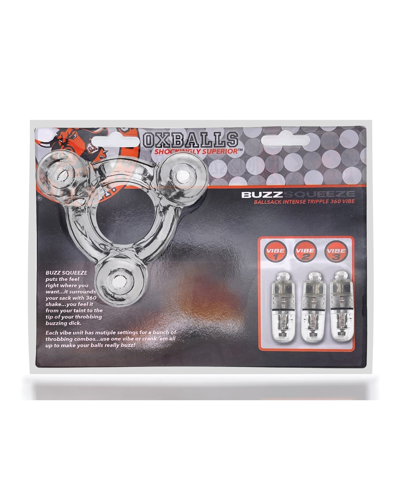 Oxballs Buzz Squeeze Ballstretcher Vibe - Clear by Cock & Balls