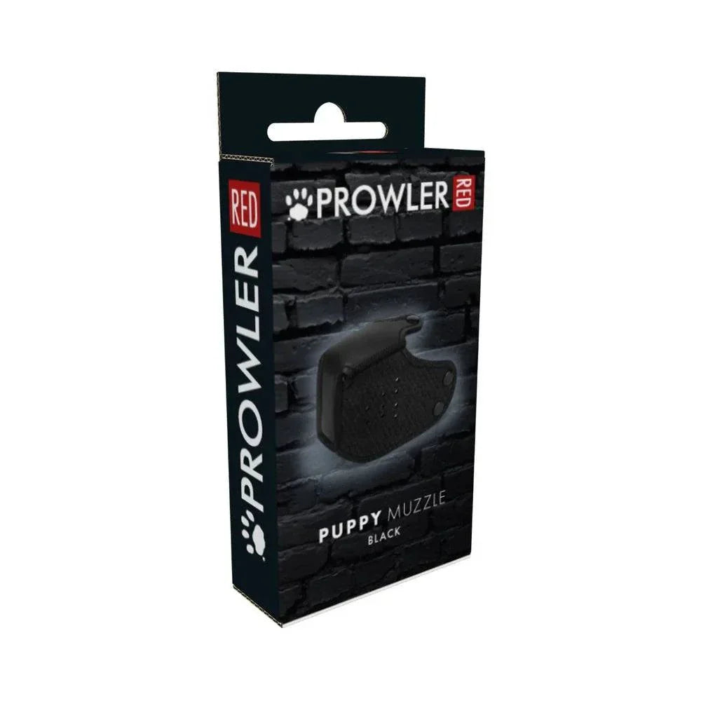 Prowler RED Puppy Muzzle Black in neoprene, soft and stretchy muzzle for playful K9 role play