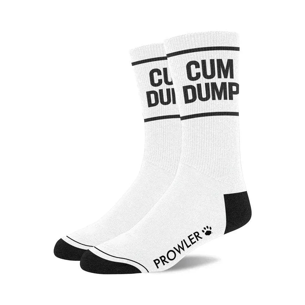 White Prowler RED Collection men's novelty socks with black toe, heel, and bold typography design