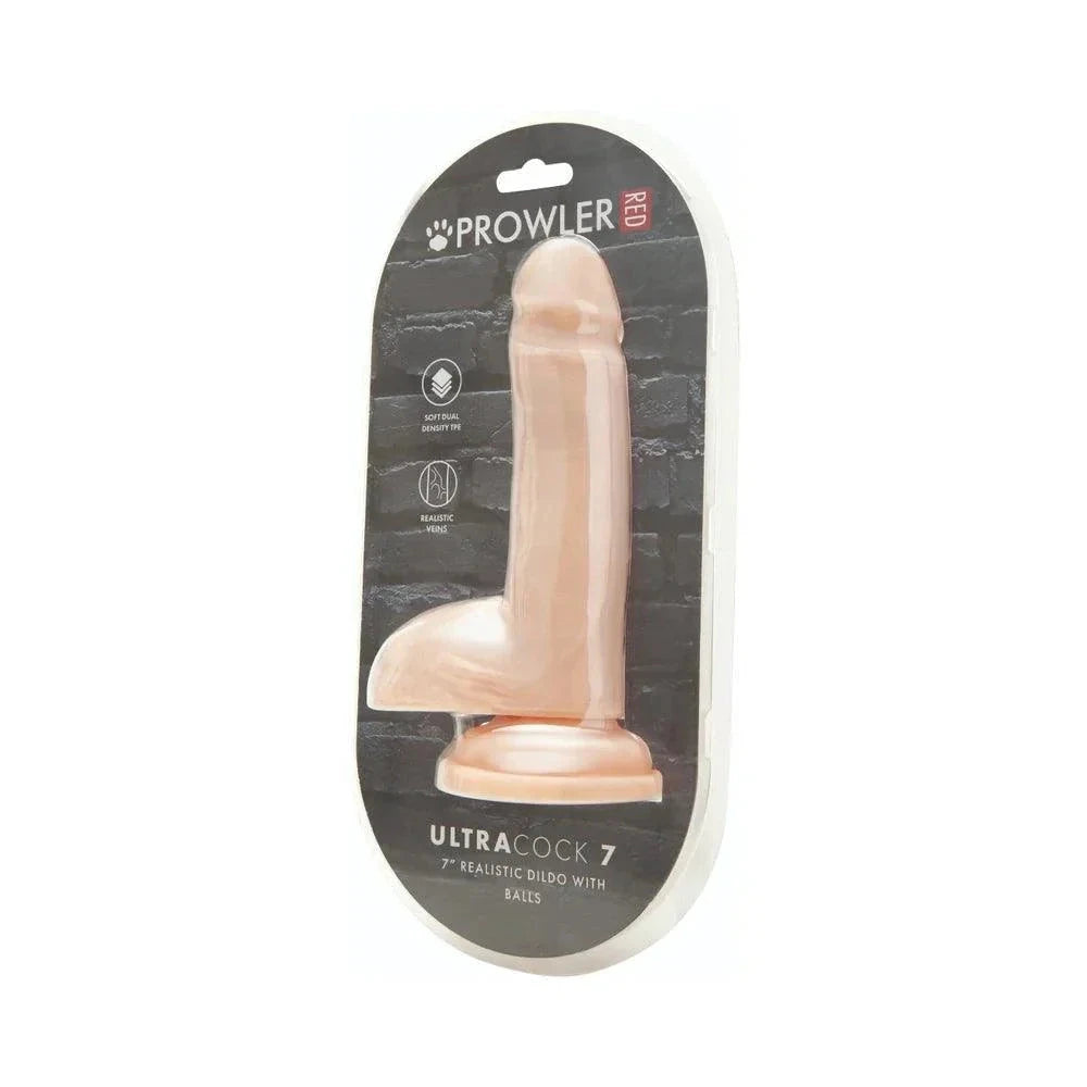 Prowler RED Ultra Cock 7 in. Realistic Dual Density Dildo with Balls Vanilla by Anal Toys & Stimulators