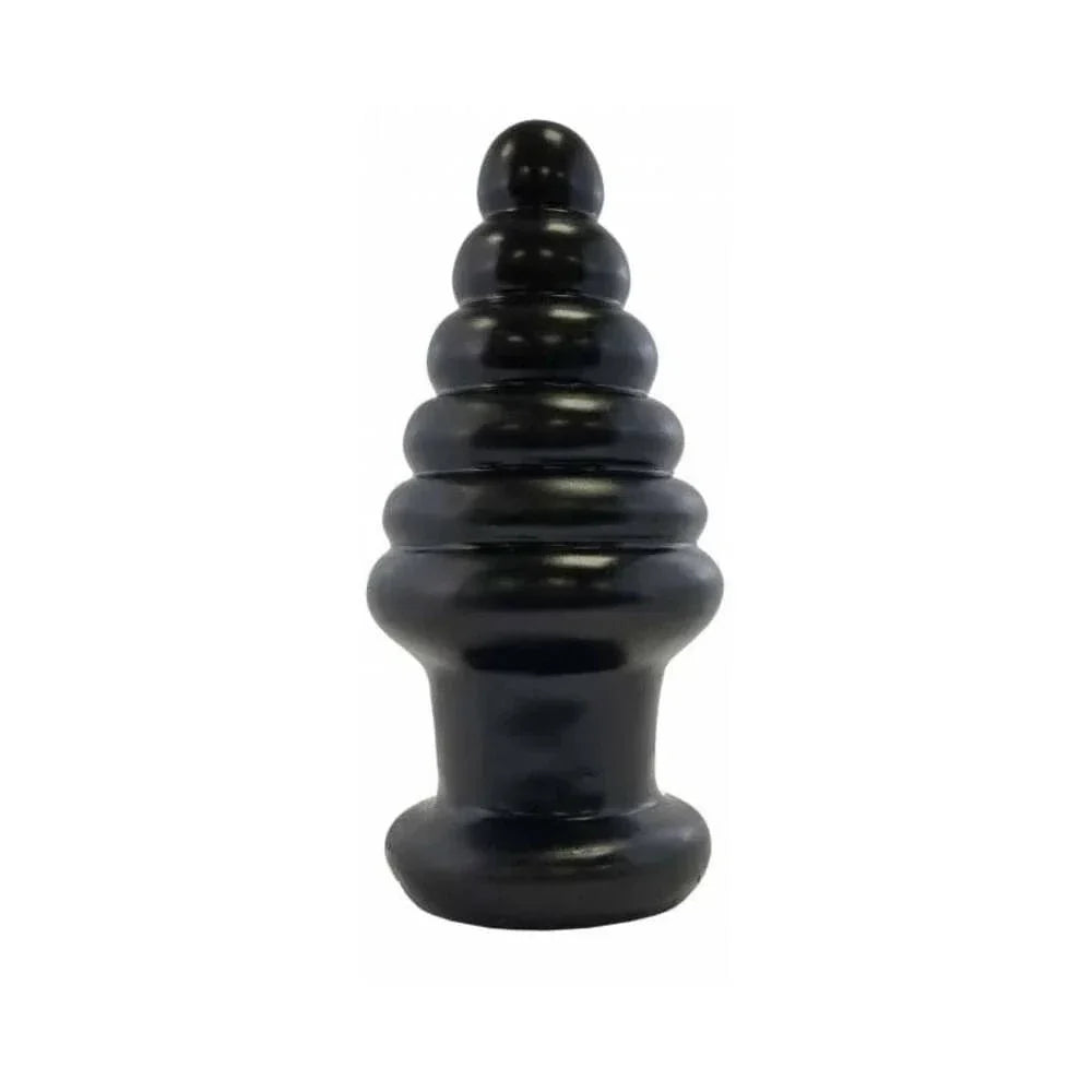 Prowler RED black twisted silicone anal plug with tapered tip and flared base for safe, comfortable use