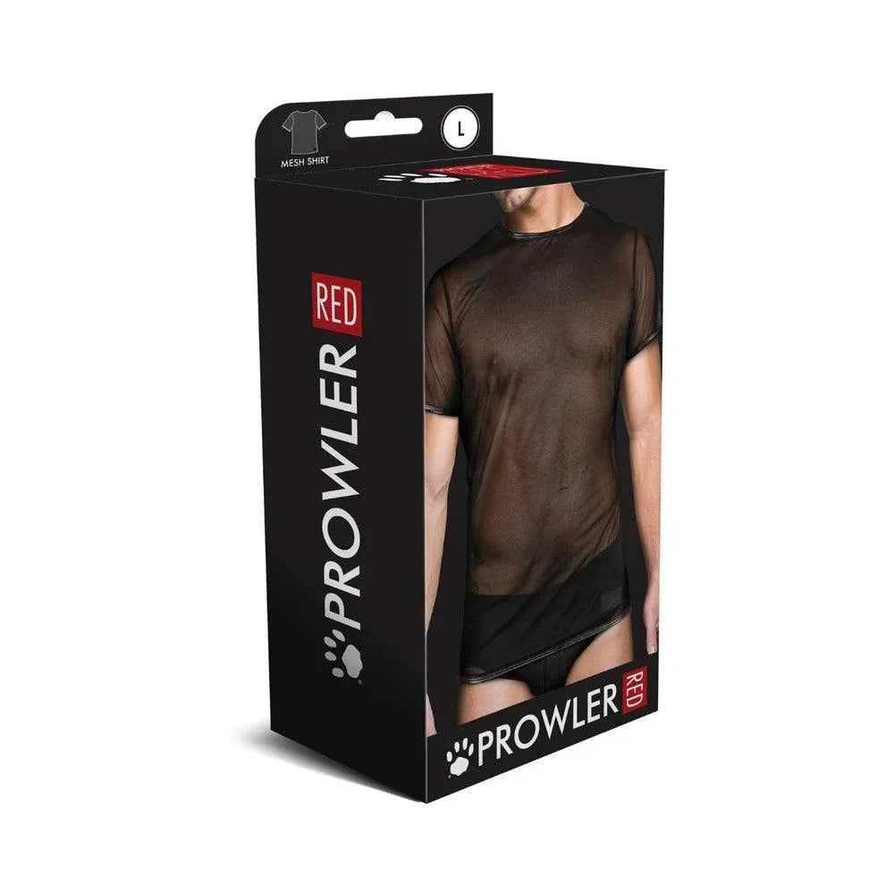 Prowler RED Mesh T-Shirt in black breathable lightweight fabric displayed in packaging box.