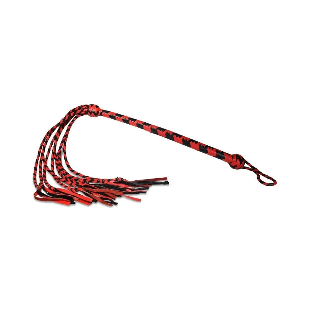 Prowler RED Long Handle Flogger Black/Red by Bondage & Fetish Toys