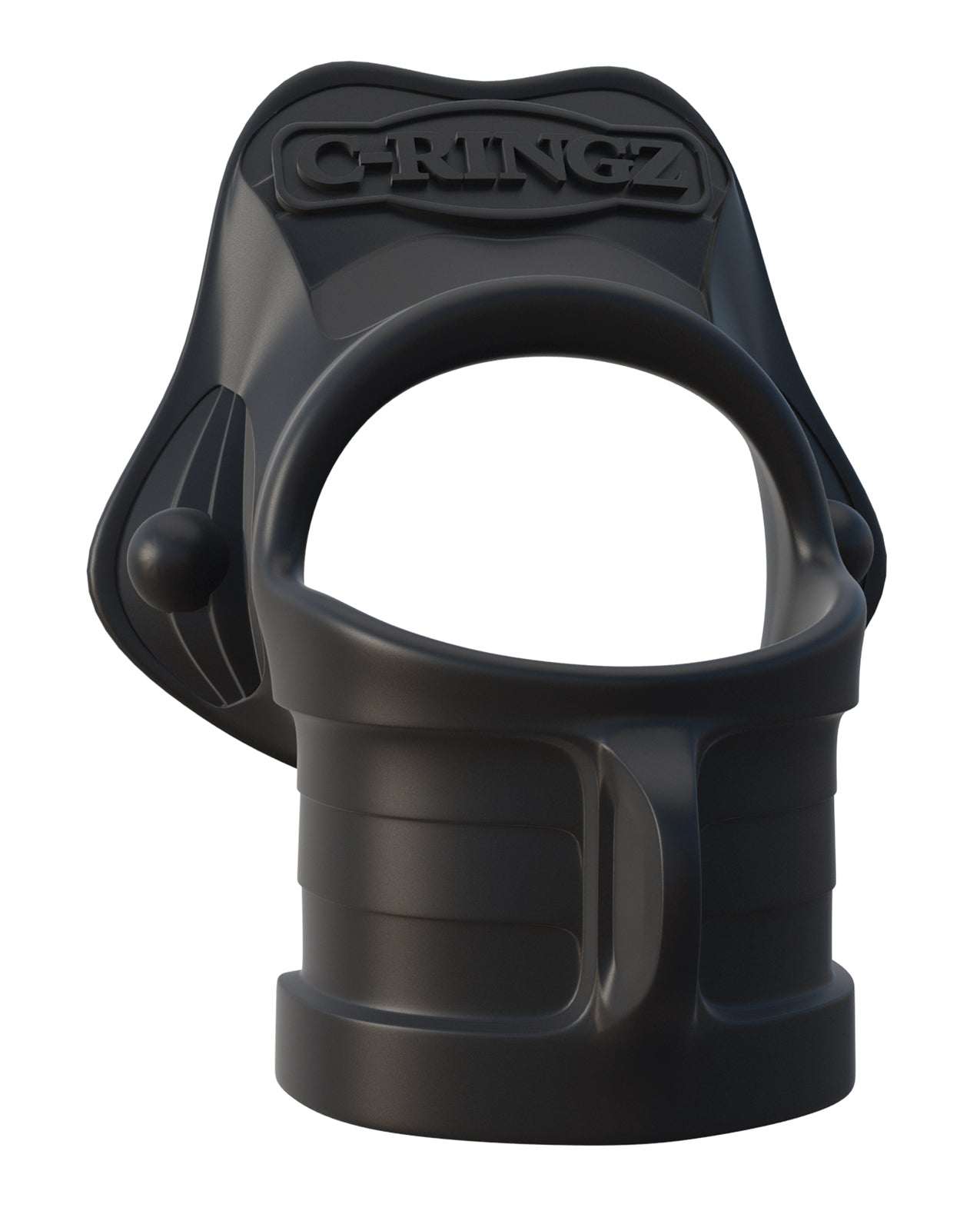 Black Fantasy C-Ringz Rock Hard Ring and Ball Stretcher made of smooth silicone for enhanced performance and long-lasting erections