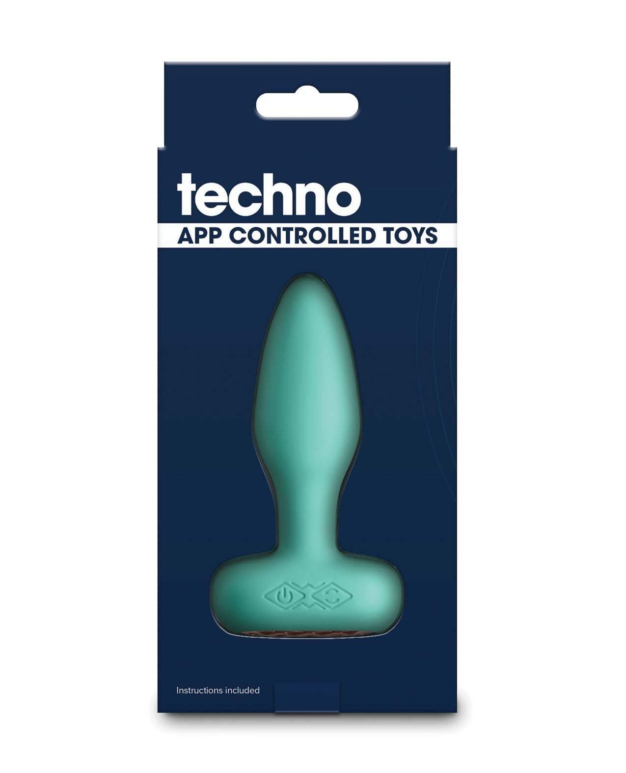 Techno Prism app controlled teal rotating and vibrating anal plug in packaging