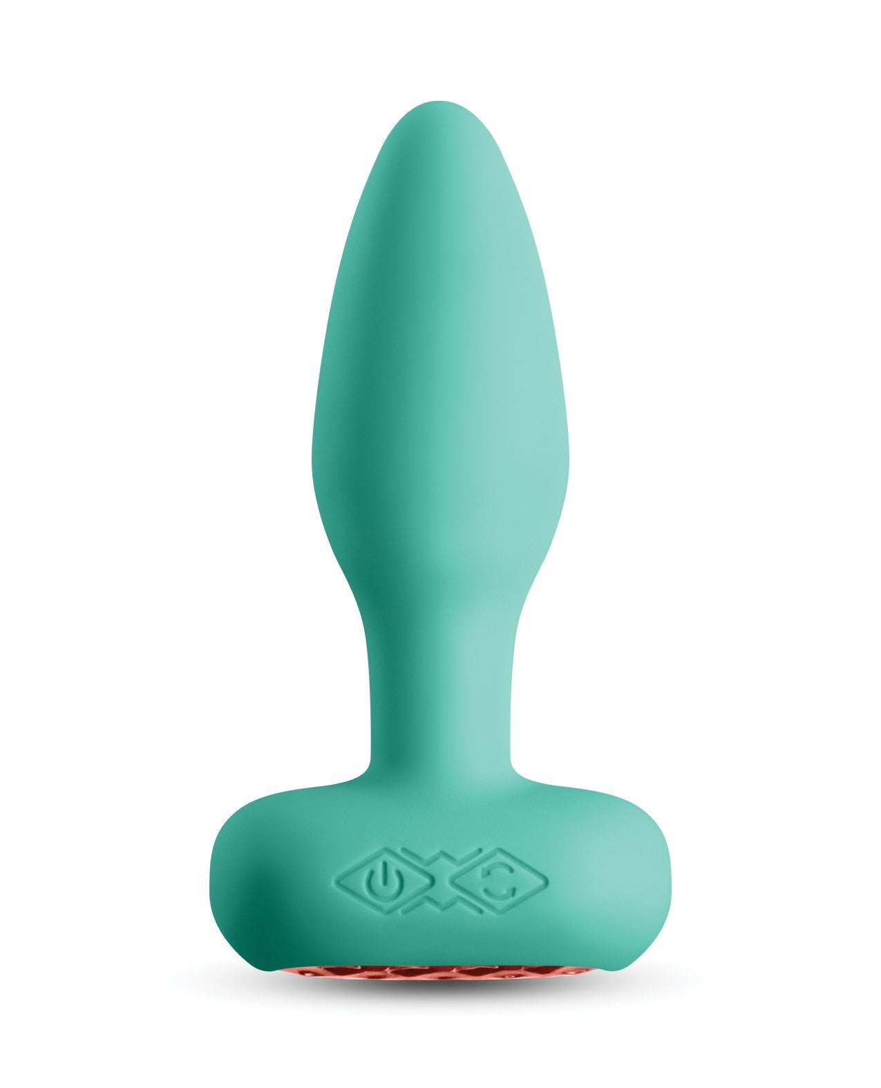 Teal Techno Prism app-controlled rotating and vibrating anal plug made of body-safe silicone