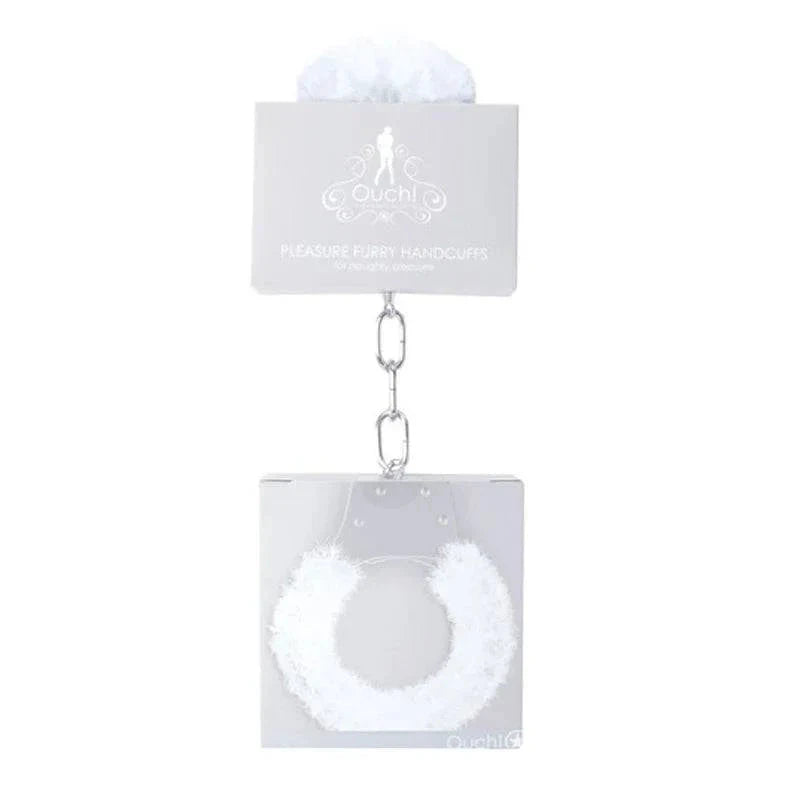 Ouch! Pleasure Furry Handcuffs With Quick-Release White by Bondage & Fetish Toys