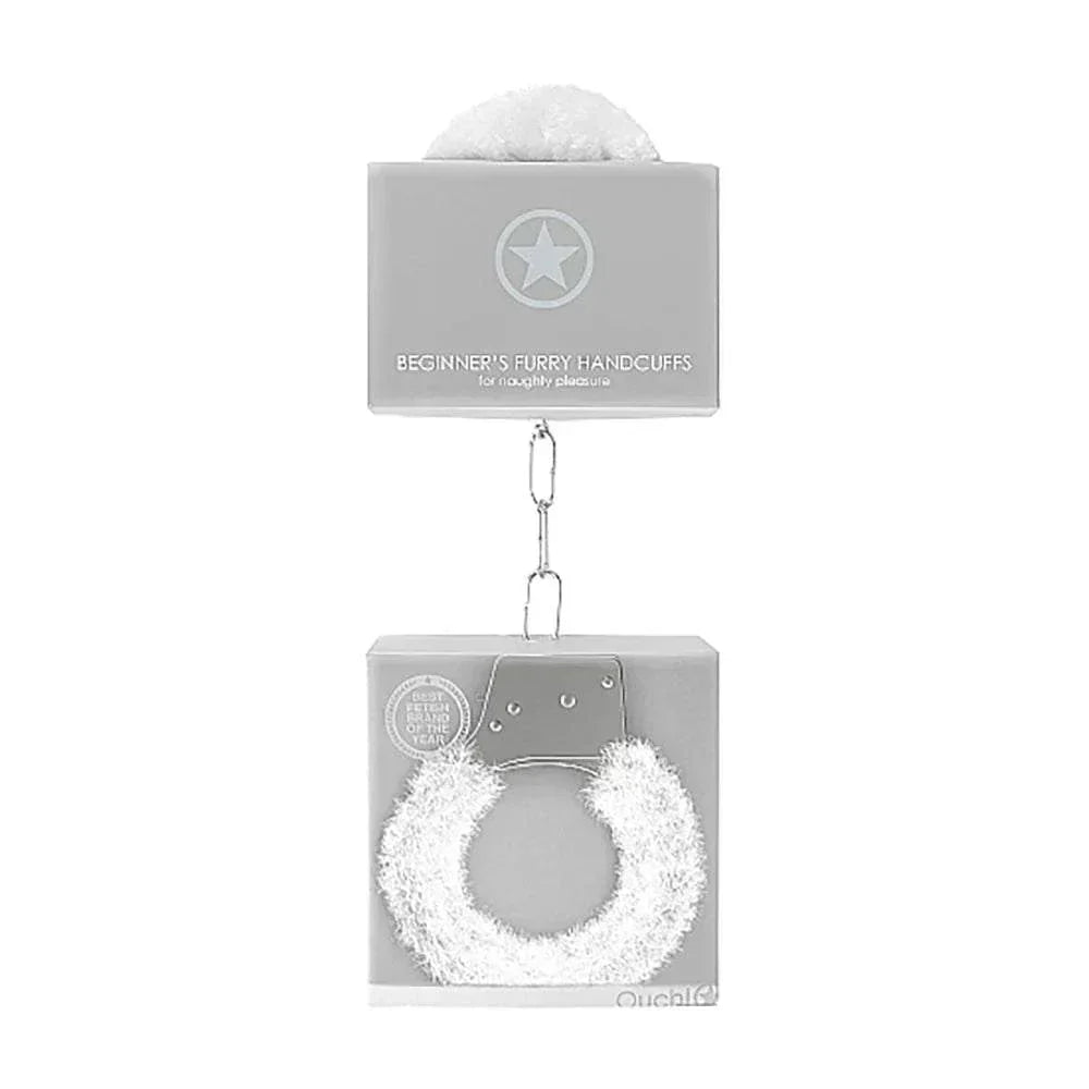 Ouch Beginner's Furry Handcuffs with soft faux fur and quick-release for comfortable beginner restraint and playful intimate use