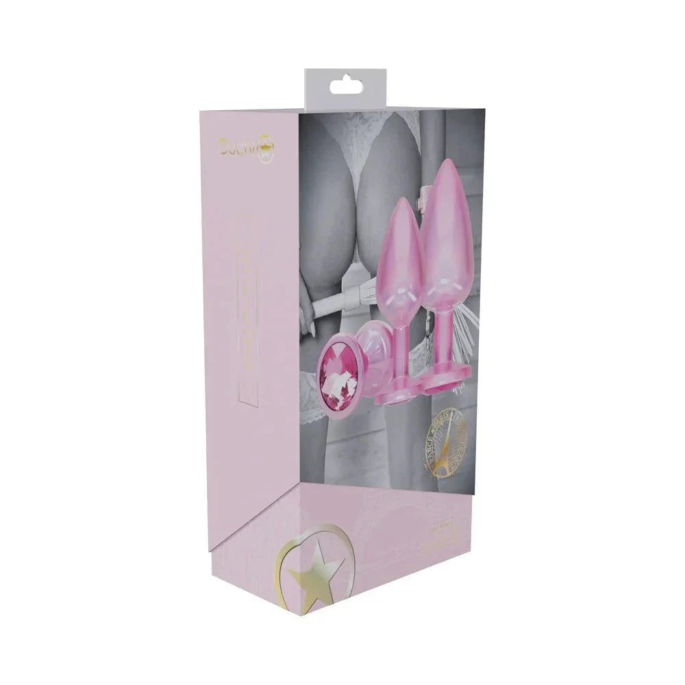 Ouch! International Paris Collection Metal Anal Plug Set Pink by Anal Toys & Stimulators