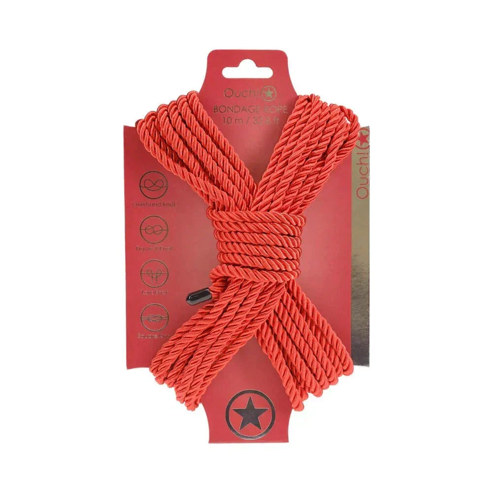 Ouch! Bondage Rope 10 m Nylon Red by Bondage & Fetish Toys