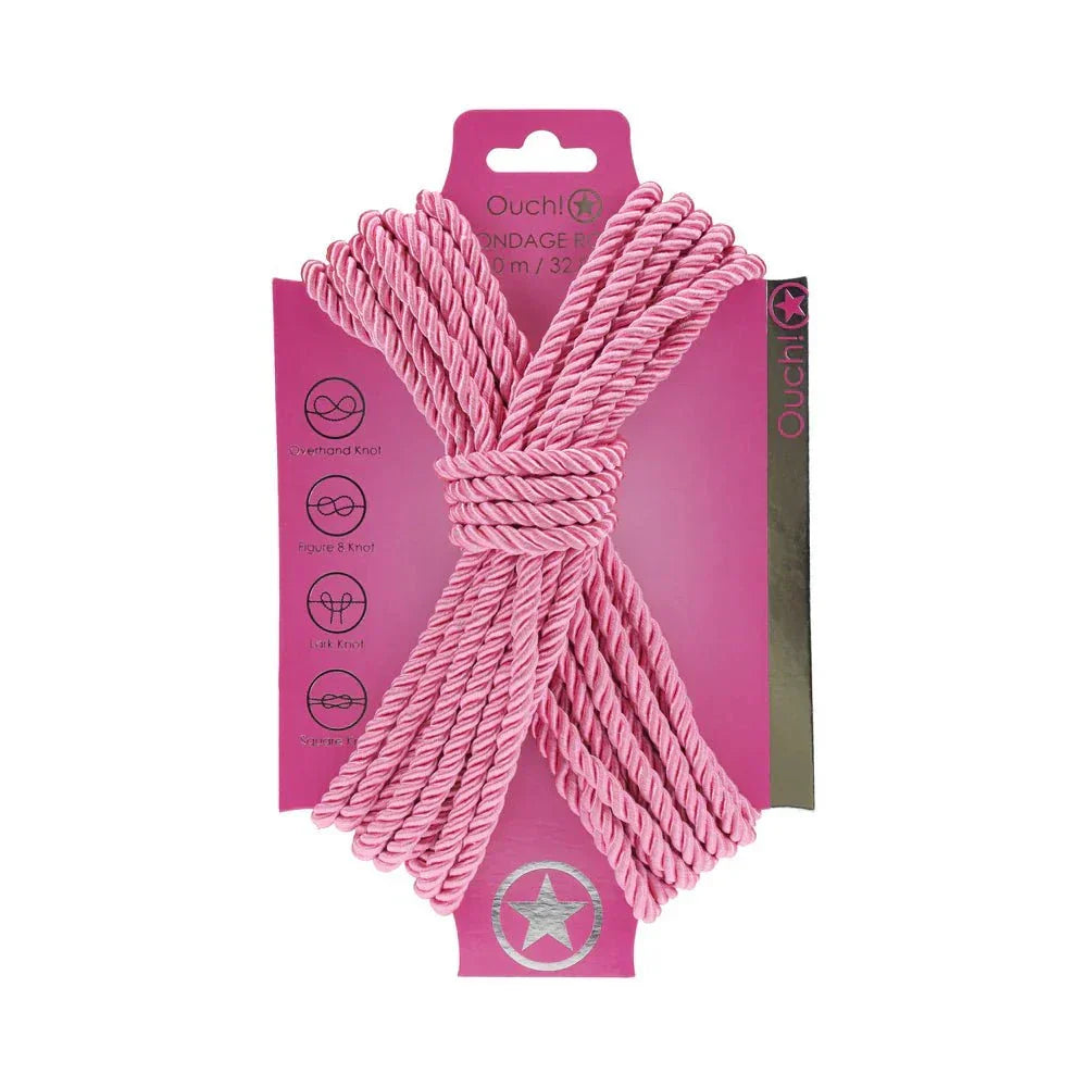 Pink 10m nylon Ouch! Bondage Rope for intimate bondage play