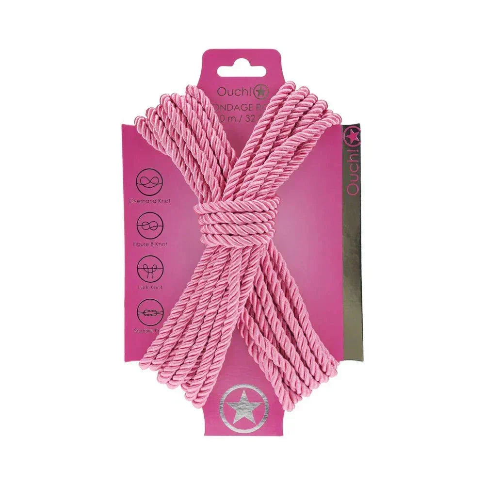 Ouch! Bondage Rope 10 m Nylon Pink by Bondage & Fetish Toys