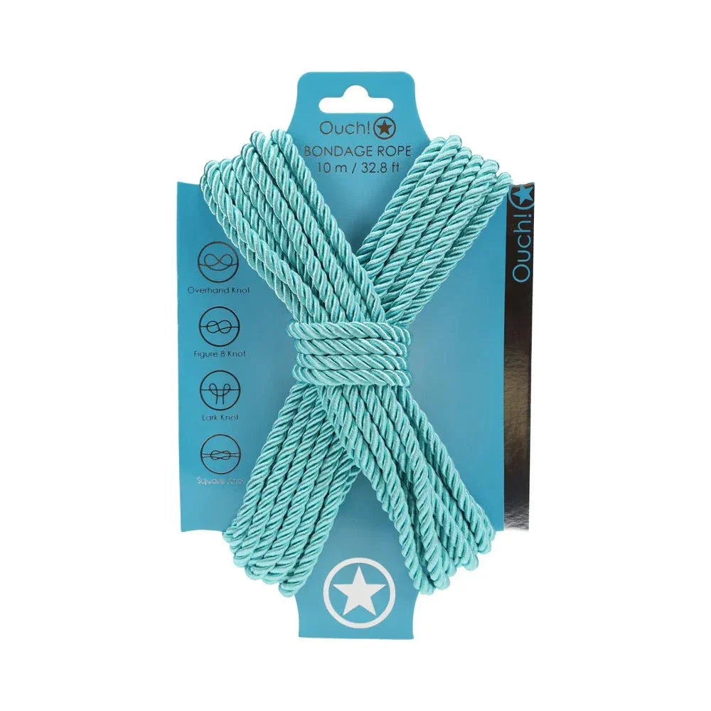 Ouch Bondage Rope 10m nylon blue for intimate restraint and creative bondage play