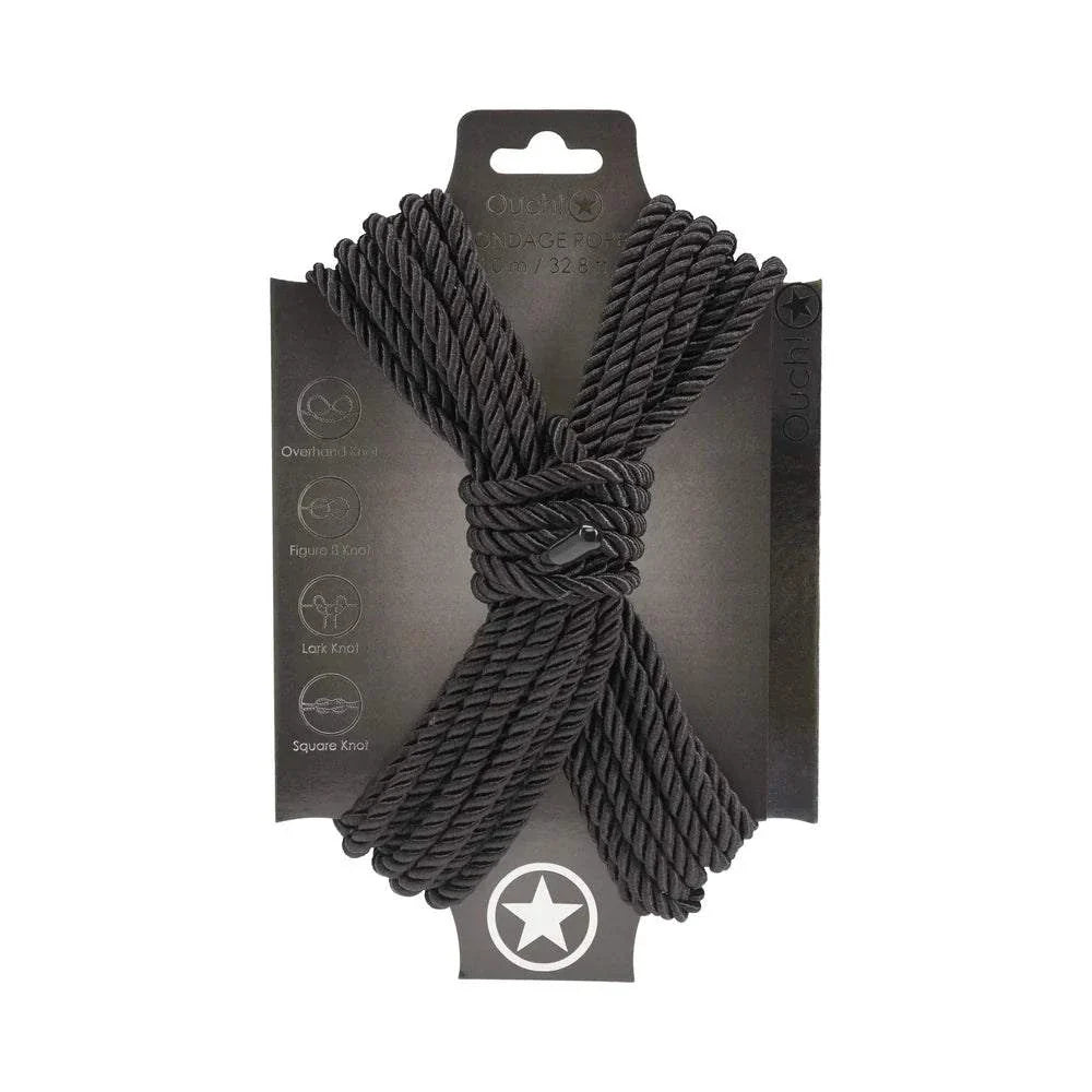 Ouch! Bondage Rope 10 m Nylon Black by Bondage & Fetish Toys