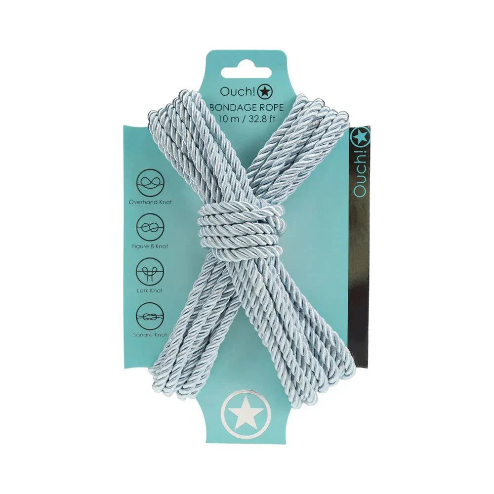 Powder blue Ouch Bondage Rope 10m nylon for bondage play with knot instructions