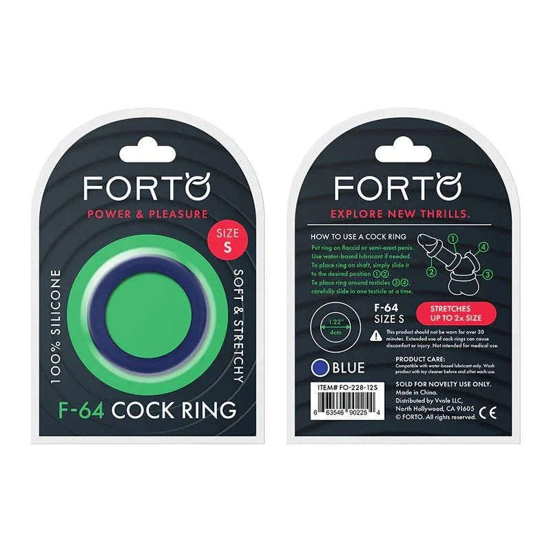 Forto F-64 Wide Liquid Silicone Cockring Small Blue by Cock & Balls