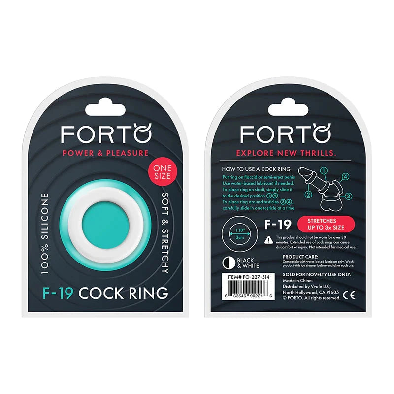 Forto F-19 Liquid Silicone 2-Tone Cockring Black/White by Cock & Balls