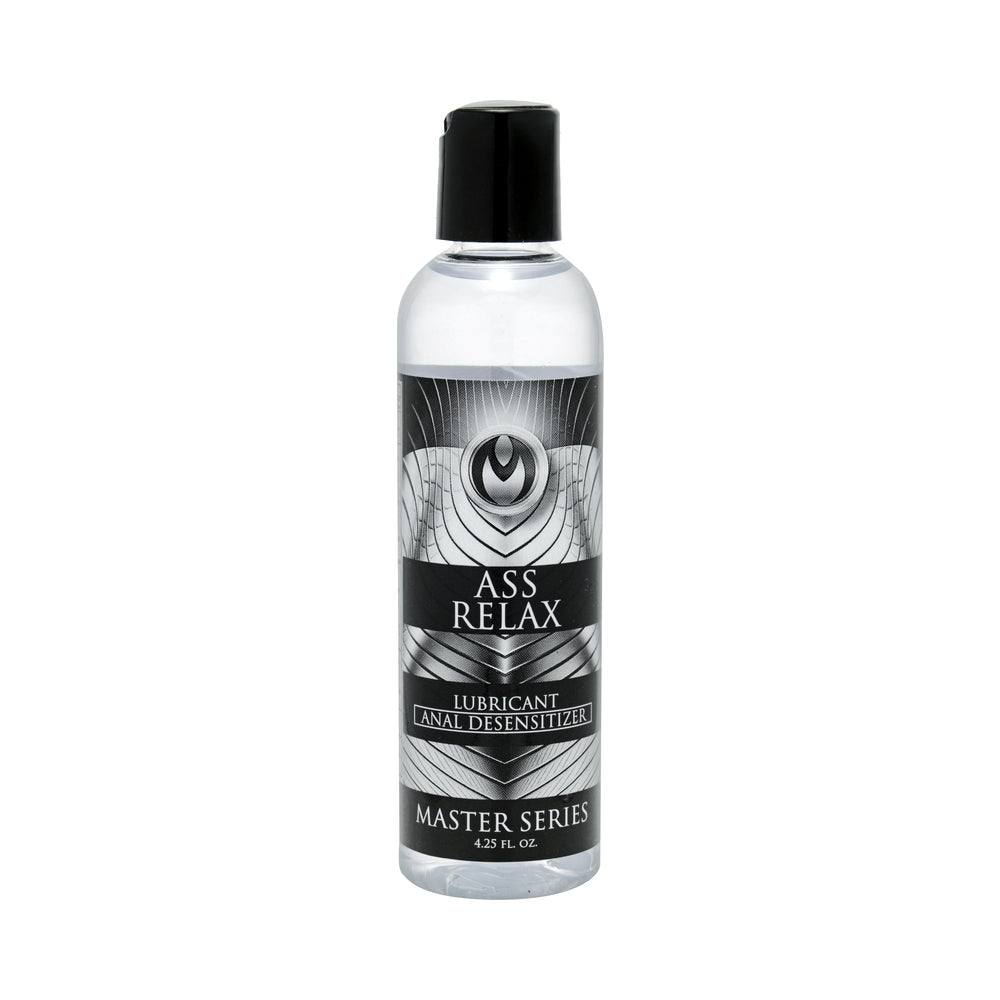 Master Series Ass Relax desensitizing lubricant 4.25 oz bottle for anal play comfort with lidocaine