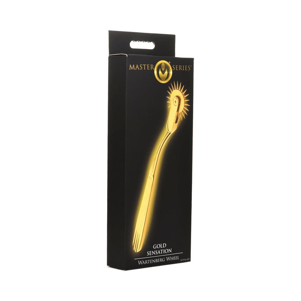 Master Series Gold Sensation Wartenberg Wheel in black packaging with gold design for sensation play
