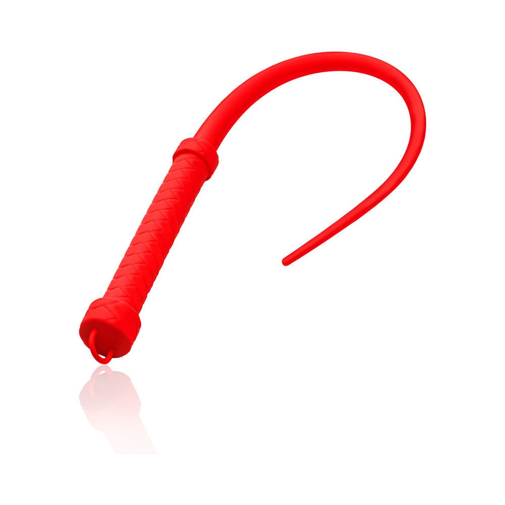 Master Series Viper Tail red silicone whip with textured handle and flexible tail for precise impact play
