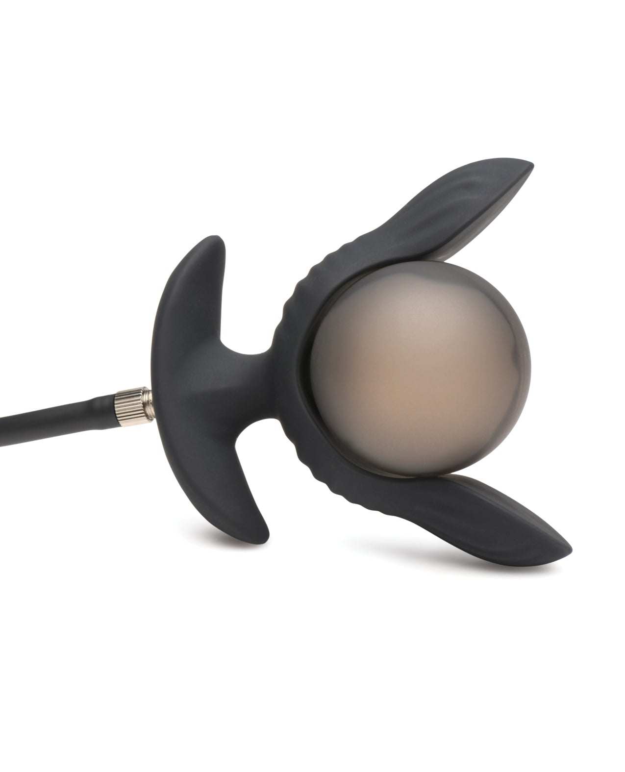 Master Series Dark Pearl inflatable black vibrating butt plug with remote control and silicone body-safe design
